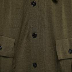 Pre Owned Saint Laurent Green Wool Knit Tiered Knee Length Skirt S