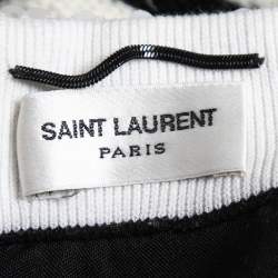 Saint Laurent Black/White Stripe Pattern Sequin Sleeveless Mini Dress M
