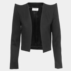 Saint Laurent Black Wool Pointed Shoulder Open Blazer M