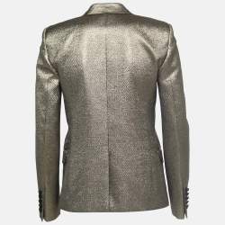 Pre Owned Saint Laurent Metallic Gold Single-Breasted Blazer M
