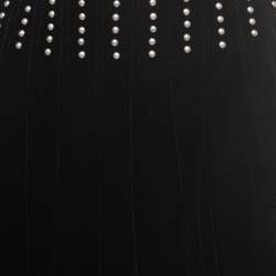 Pre Owned Saint Laurent Paris Black Studded Velvet Pleated Mini Skirt L