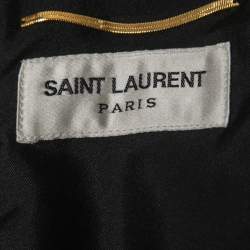 Pre Owned Saint Laurent Paris Black Studded Velvet Pleated Mini Skirt L