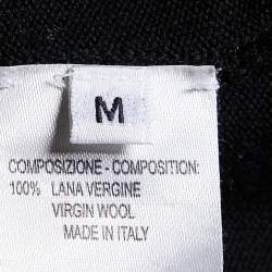 Pre Owned Yves Saint Laurent Black Virgin Wool Button Front Cardigan M