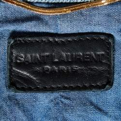 Pre Owned Saint Laurent Blue Denim Patchwork Cape Jacket M