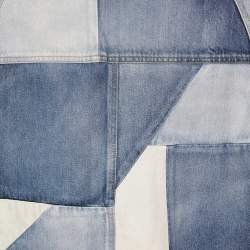 Pre Owned Saint Laurent Blue Denim Patchwork Cape Jacket M