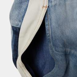 Pre Owned Saint Laurent Blue Denim Patchwork Cape Jacket M