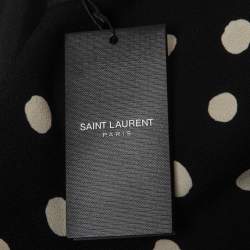 Pre Owned Saint Laurent Black Polka Dot Crepe Mini Dress M