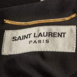 Pre Owned Saint Laurent Black Polka Dot Crepe Mini Dress M