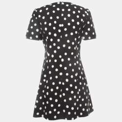 Pre Owned Saint Laurent Black Polka Dot Crepe Mini Dress M