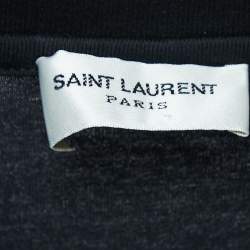 Saint Laurent Black Logo Print Cotton Half Sleeve T-Shirt XS