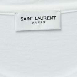 Saint Laurent White Cotton Logo Printed Cotton Knit T-Shirt S