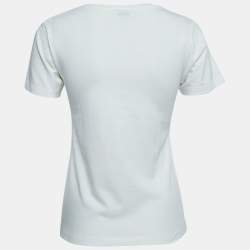 Saint Laurent White Cotton Logo Printed Cotton Knit T-Shirt S
