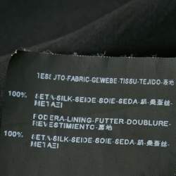 Pre Owned Saint Laurent Black Cherry Printed Silk Ruffled One-Shoulder Dress L