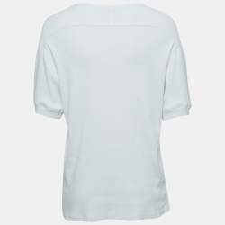Saint Laurent White Ecru Vintage Logo Print T-Shirt M