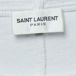 Saint Laurent White Ecru Vintage Logo Print T-Shirt M
