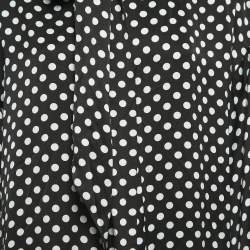 Saint Laurent Paris Black Polka Dot Crepe Tie Neck Blouse S
