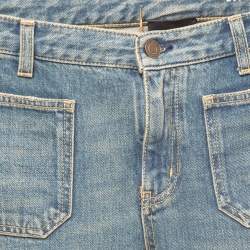 Pre Owned Saint Laurent Paris Blue Washed Denim High Waist Jeans S Waist 27"
