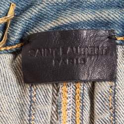 Pre Owned Saint Laurent Paris Blue Washed Denim High Waist Jeans S Waist 27"