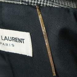مملوكة مسبقًا Saint Laurent Paris Black Checked Wool Single Breasted Blazer S