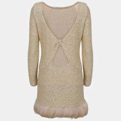 Pre Owned Saint Laurent  Women's Fabric Mini Dress - Gold - S
