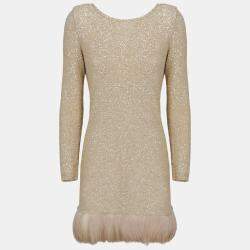 Pre Owned Saint Laurent  Women's Fabric Mini Dress - Gold - S