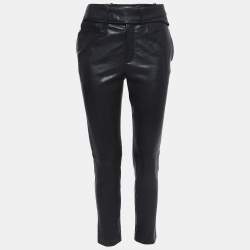 Pre Owned Saint Laurent Black Leather Belted Trousers S