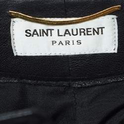 Pre Owned Saint Laurent Black Leather Belted Trousers S