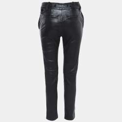 Pre Owned Saint Laurent Black Leather Belted Trousers S