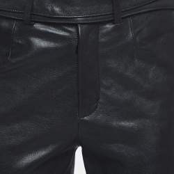Pre Owned Saint Laurent Black Leather Belted Trousers S