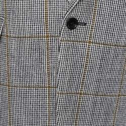Saint Laurent Craie Noir Ocre Checked Wool Tailored Blazer M