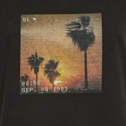 Pre Owned Saint Laurent Black VHS Print Cotton Ripped Sleeveless T-Shirt M