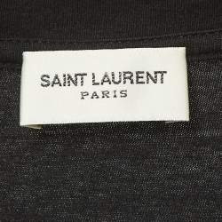 Pre Owned Saint Laurent Black VHS Print Cotton Ripped Sleeveless T-Shirt M