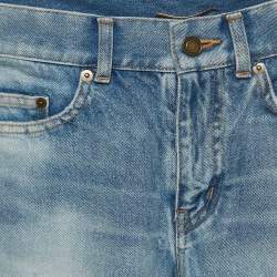Saint Laurent Paris Blue Distressed Denim Bermuda Shorts S Waist 24''