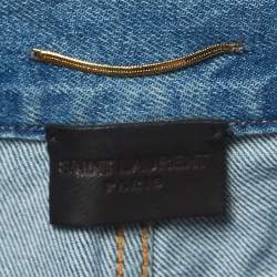 Saint Laurent Paris Blue Distressed Denim Bermuda Shorts S Waist 24''