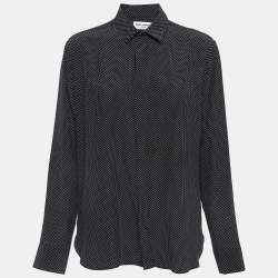 Saint Laurent Paris Black/White Polka Dots Silk Button Down Shirt M