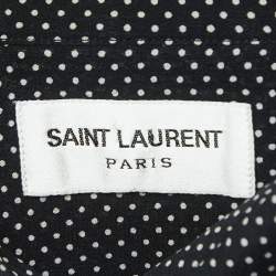 Saint Laurent Paris Black/White Polka Dots Silk Button Down Shirt M