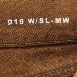 Pre Owned Saint Laurent Brown Leopard Print Ripped Denim Mid-Rise Jeans S Waist 25''