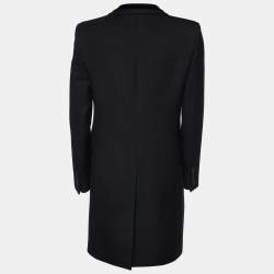 Saint Laurent Black Wool Mid Length Coat M