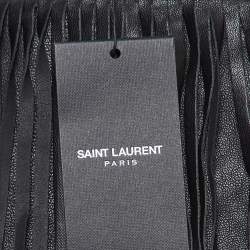 Pre Owned Saint Laurent Black Leather Fringe Detail Mini Skirt M