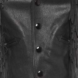 Pre Owned Saint Laurent Black Leather Fringe Detail Vest M