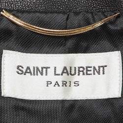 Pre Owned Saint Laurent Black Leather Fringe Detail Vest M