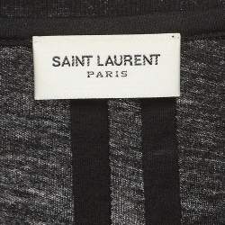 Saint Laurent Paris Black Musical and Leopard Print Cotton Jersey T-Shirt S