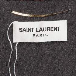 Saint Laurent Black Paisley Print Silk Neck Tie Mini Dress M