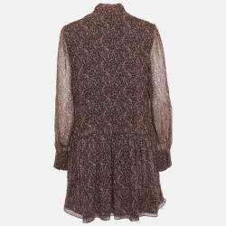 Saint Laurent Black Paisley Print Silk Neck Tie Mini Dress M