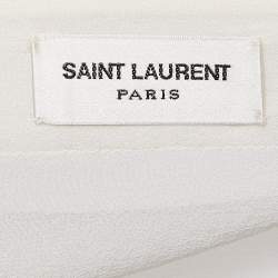 Pre Owned Saint Laurent Off-White Silk Ruffle Detail Shirt Blouse M