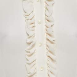 Pre Owned Saint Laurent Off-White Silk Ruffle Detail Shirt Blouse M