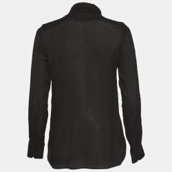 Saint Laurent Paris Black Silk Ruffle Detail Shirt Blouse M