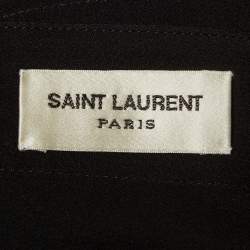 Saint Laurent Paris Black Silk Ruffle Detail Shirt Blouse M