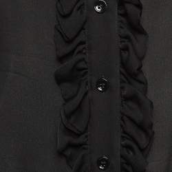 Saint Laurent Paris Black Silk Ruffle Detail Shirt Blouse M