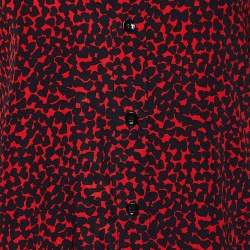 Pre Owned Saint Laurent Paris Red Heart Print Silk Button Front Shirt M